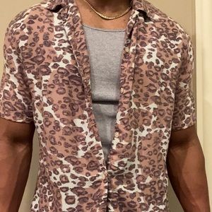 All Saints Leopard Print Button Down